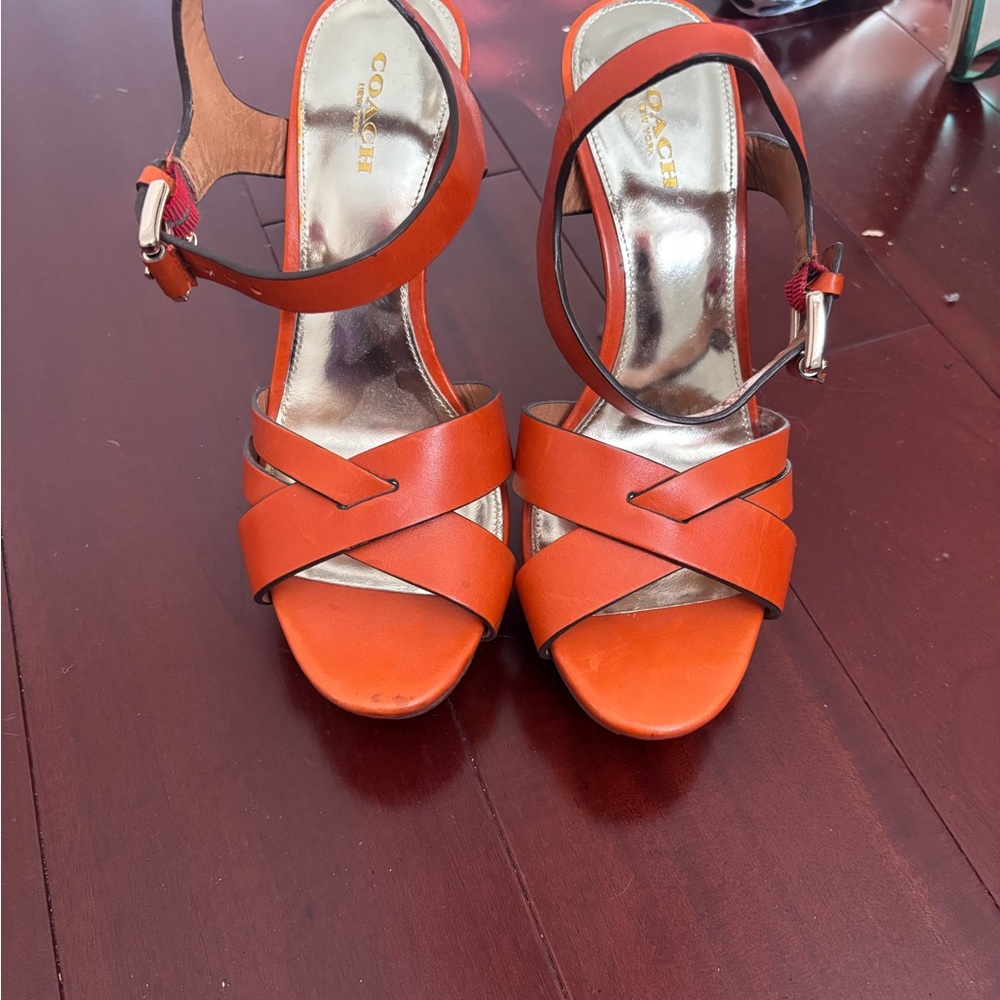 Coach Women's Strappy Orange Sandals